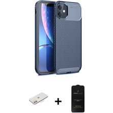 iPhone 11 Eksen Form Prime - Siyah 6d Antistatik Mat Seramik Hayalet Nano Ekran Koruyucu + Pembe Renkli Kamera Lens Koruma Cam