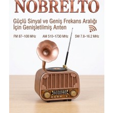 Nobrelto RT-738 Nostaljik Seri Radyo - Bordo Renk Bluetooth/usb/sd Çalar Şarjlı Müzik Kutusu