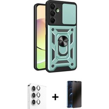 BUTİMAR'S Galaxy A16 5g Ahenk Klasik - Siyah 3D Antistatik Hayalet Cam Ekran Koruyucu + Gümüş Raze Metal Kamera Lens