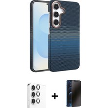 BUTİMAR'S Galaxy S24 Fe Doruk Serisi - Siyah 3D Antistatik Hayalet Cam Ekran Koruyucu + Gri Raze Metal Kamera Lens