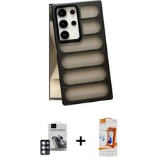 Cepte Toptan Galaxy S24 Ultra Yadigar Doku Özel Seri - Siyah Autokit 5in1 Fiber Polymer Nano Ekran Koruyucu + Pembe Pvd Metal Kamera Lens