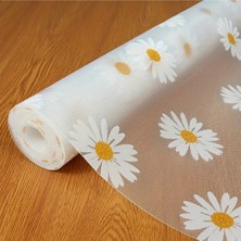 Eco Lounge Mutfak Eva Shelf Liner Şeffaf Astar Kaymaz Dolap Içi Çekmece Örtüsü Papatya Desen Mat 45CMX10 Metre