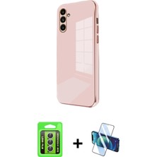 BUTİMAR'S Galaxy A15 4g Yankı Serisi - Siyah 3D Antistatik Seramik Nano Ekran Koruyucu + Gümüş Raze Metal Kamera Lens