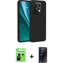BUTİMAR'S Redmi Note 13 Pro 5g Kozmos Yansıma Özel Seri - Siyah 3D Antistatik Hayalet Cam Ekran Koruyucu + Siyah Raze Metal Kamera Lens