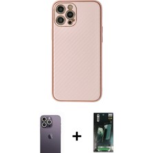 Cepte Toptan iPhone 12 Pro Max Ahenk Işık - Siyah 360 Mat Full Body Arka Koruyucu + Beyaz Neon Fosforlu Kamera Lens