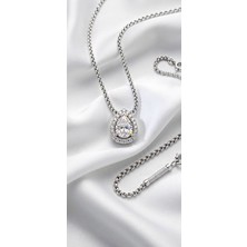 Leifa Jewelry Mozanit Taşlı 925 Ayar Gümüş Damla Kesim Kolye