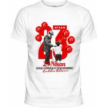 Efendioğlu Design Kısa Kollu Balonlar Çocuk ve Atatürk Baskılı Pamuklu 23 Nisan Özel Tasarım T-Shirt
