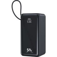 Sezy 50.000 Mah Taşınabilir Şarj Aleti 22.5w Pd Hızlı Şarj Lcd Şarj Göstergeli 6 Port Powerbank Siyah
