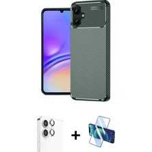 Cepte Toptan Galaxy A06 Eksen Form Prime - Siyah 3D Antistatik Seramik Nano Ekran Koruyucu + Gümüş Raze Metal Kamera Lens
