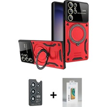 BUTİMAR'S Galaxy S25 Ultra Kıvılcım Modern Serisi - Şeffaf Polymer Nano Ekran Koruyucu + Lacivert Bilvis Titan Kamera Lens