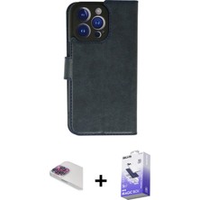 BUTİMAR'S iPhone 13 Pro Max Siluet Işık Serisi - Siyah Bilvis 5in1 5d Magic Hayalet Cam Ekran Koruyucu + Gökkuşağı Pers Alüminyum Kamera Lens