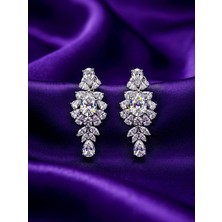 Leifa Jewelry Mozanit Taşlı 925 Ayar Gümüş Uzun Küpe (Rodyum Kaplama)