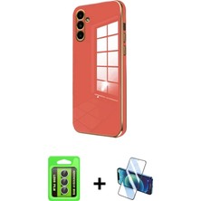 BUTİMAR'S Galaxy A15 4g Yankı Serisi - Siyah 3D Antistatik Seramik Nano Ekran Koruyucu + Gümüş Raze Metal Kamera Lens