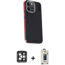 BUTİMAR'S iPhone 15 Pro Max Kıvılcım Modern Özel Seri - Siyah Bilvis Hayalet Cam Ekran Koruyucu + Gri Pvd Metal Kamera Lens