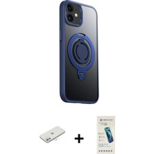 Cepte Toptan iPhone 12 Zirve Çizgi Prime - Şeffaf Pasifik Cam Ekran Koruyucu + Sarı Renkli Kamera Lens Koruma Cam