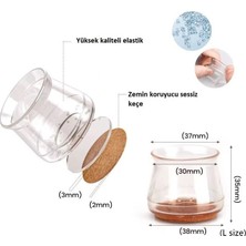 Eco Lounge 4'lü Keçeli Şeffaf Silikon Sandalye Ayak Koruyucu Seti