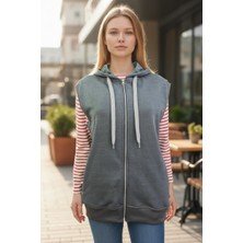 Ahmera Haki Unısex Kapüşonlu Mevsimlik Haki Manşetli Yelek