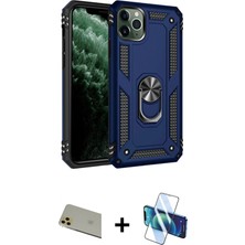 Cepte Toptan iPhone 11 Pro Max Ahenk Klasik Koleksiyonu - Siyah 3D Antistatik Cam Ekran Koruyucu + Gold Rainbow Kamera Lens Koruma Cam