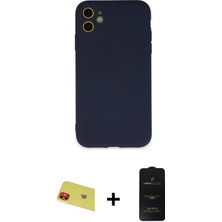 Cepte Toptan iPhone 11 Ahenk Serisi - Siyah 6d Antistatik Mat Seramik Hayalet Nano Ekran Koruyucu + Kırmızı Rainbow Kamera Lens Koruma Cam