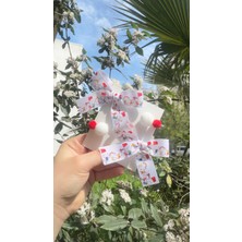 Toka Perisi 23 Nisan 29 Ekim Türk Bayrak Desenli Kırmızı Beyaz Son Trend Fiyonk Toka, Kurdele Hand Made Çocuk Toka Fiyonk