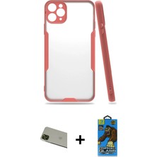 Cepte Toptan iPhone 11 Pro Max Atlas Asil Serisi - Siyah 18D Cam Ekran Koruyucu + Yeşil Rainbow Kamera Lens Koruma Cam