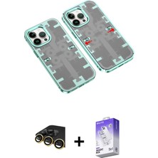 BUTİMAR'S iPhone 14 Pro Max Ufuk Doku Prime - Siyah Bilvis 5in1 3D Magic Cam Ekran Koruyucu + Gold Raze Metal Kamera Lens