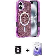 BUTİMAR'S iPhone 16 Eksen Çizgi - Siyah Bilvis 5in1 5d Magic Hayalet Cam Ekran Koruyucu + Pembe Pvd Metal Kamera Lens