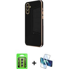 BUTİMAR'S Galaxy A15 4g Yankı Serisi - Siyah 3D Antistatik Seramik Nano Ekran Koruyucu + Gümüş Raze Metal Kamera Lens