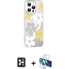 Cepte Toptan iPhone 16 Pro Max Yörünge Işık Prime - Siyah 3D Antistatik Cam Ekran Koruyucu + Siyah Pvd Metal Kamera Lens