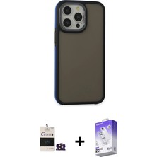 iPhone 14 Pro Max Eksen Işık - Siyah Bilvis 5in1 3D Magic Cam Ekran Koruyucu + Gold Bilvis Titan Kamera Lens