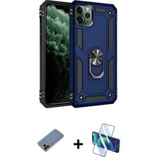 Cepte Toptan iPhone 11 Pro Max Ahenk Klasik Koleksiyonu - Siyah 3D Antistatik Seramik Nano Ekran Koruyucu + Siyah Metal Kamera Lens Koruma Cam
