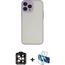 Cepte Toptan iPhone 15 Pro Max Ahenk Çizgi Serisi - Siyah 3D Antistatik Seramik Nano Ekran Koruyucu + Turuncu Pvd Metal Kamera Lens