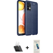 Cepte Toptan Galaxy A13 4g Doruk Klasik Özel Seri - Şeffaf Pasifik Cam Ekran Koruyucu + Şeffaf Kamera Lens Koruma Cam