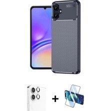Cepte Toptan Galaxy A06 Eksen Form Prime - Siyah 3D Antistatik Seramik Nano Ekran Koruyucu + Gümüş Raze Metal Kamera Lens