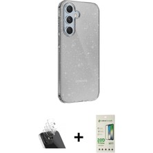 Galaxy A14 4g Yankı Doku Prime - Siyah 20D Premium Cam Ekran Koruyucu + Şeffaf Kamera Lens Koruma Cam