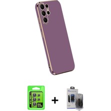 BUTİMAR'S Galaxy S24 Ultra Yankı Serisi - Siyah Vanessa Magic Hayalet Cam + Gri Raze Metal Kamera Lens