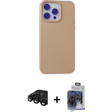 Cepte Toptan iPhone 15 Pro Max Ahenk Serisi - Siyah Vanessa Magic Cam + Siyah Raze Metal Kamera Lens