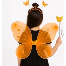 Ttt Turuncu Kelebek Kız Seti – 50 cm Kelebek Kanadı, Taç ve Asa