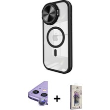 iPhone 11 Kıvılcım Modern Koleksiyonu - Siyah Bilvis 3D Cam Ekran Koruyucu + Mor Raze Metal Kamera Lens