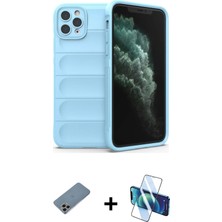 iPhone 11 Pro Max Atlas Koleksiyonu - Siyah 3D Antistatik Seramik Nano Ekran Koruyucu + Gökkuşağı Shine Kamera Lens Koruma Cam