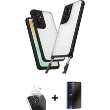 Cepte Toptan Galaxy A35 5g Ufuk Klasik - Siyah 3D Antistatik Hayalet Cam Ekran Koruyucu + Şeffaf Kamera Lens Koruma Cam