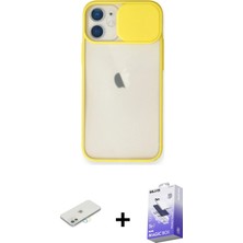 Cepte Toptan iPhone 11 Vadi Çizgi - Siyah Bilvis 5in1 5d Magic Hayalet Cam Ekran Koruyucu + Sarı Renkli Kamera Lens Koruma Cam