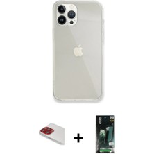 iPhone 13 Pro Max Vadi Asil Prime - Şeffaf 360 Full Body Arka Koruyucu + Kırmızı Pers Alüminyum Kamera Lens