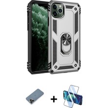 Cepte Toptan iPhone 11 Pro Max Ahenk Klasik Koleksiyonu - Siyah 3D Antistatik Seramik Nano Ekran Koruyucu + Siyah Metal Kamera Lens Koruma Cam