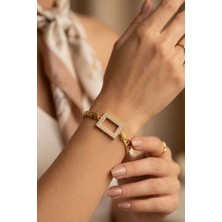 Hg.Aksesuar 22 Ayar Altın Kaplama Arpa Zincirli Külçe Bileklik