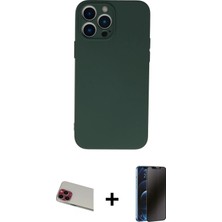 Cepte Toptan iPhone 13 Pro Max Ahenk Serisi - Siyah 3D Antistatik Hayalet Cam Ekran Koruyucu + Kırmızı Rainbow Kamera Lens Koruma Cam