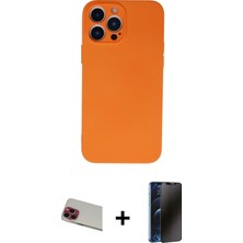 Cepte Toptan iPhone 13 Pro Max Ahenk Serisi - Siyah 3D Antistatik Hayalet Cam Ekran Koruyucu + Kırmızı Rainbow Kamera Lens Koruma Cam