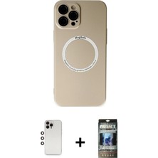 Cepte Toptan iPhone 12 Pro Zirve Klasik Prime - Siyah 34D Hayalet Izgaralı Cam + Gökkuşağı Shine Kamera Lens