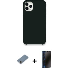 Cepte Toptan iPhone 11 Pro Max Zirve Modern Özel Seri - Siyah 3D Antistatik Hayalet Cam Ekran Koruyucu + Gold Metal Kamera Lens Koruma Cam