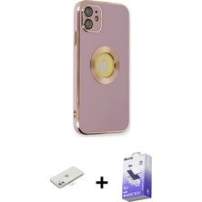 BUTİMAR'S iPhone 12 Iz Form Serisi - Siyah Bilvis 5in1 5d Magic Hayalet Cam Ekran Koruyucu + Yeşil Renkli Kamera Lens Koruma Cam